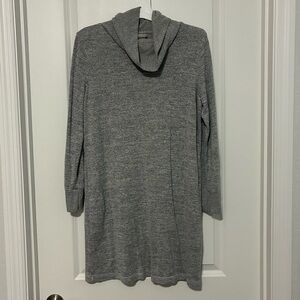 Chico’s Grey Cowl Neck Hooded Longsleeve Sweater Dress Size 1